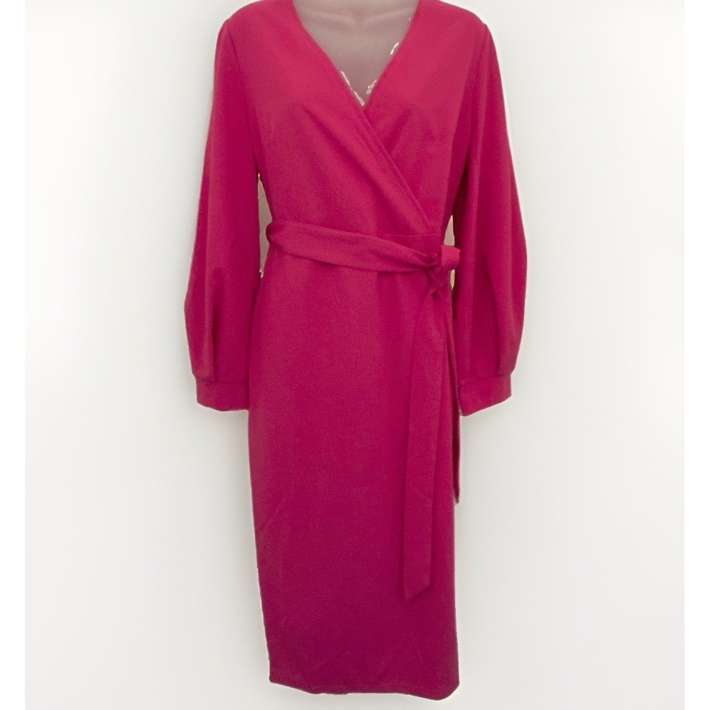 SHEIN Dress Womens L Pink Long Sleeve Tie Waisted Barbiecore Dollcore Feminine